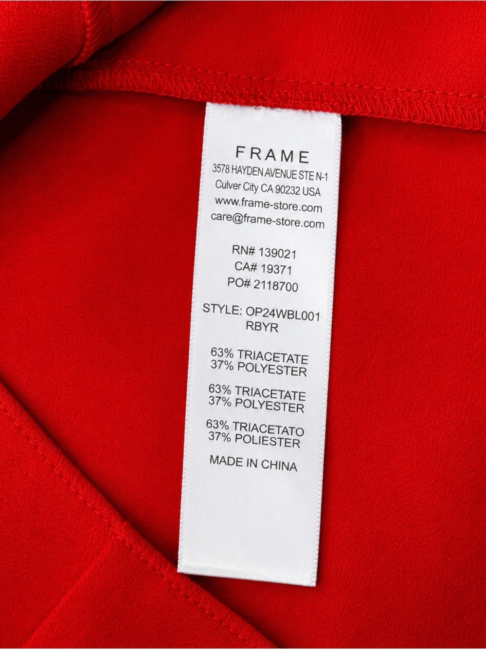 NWT! FRAME Bell Sleeve Blouse – Red – Size Medium - Picture 4 of 6